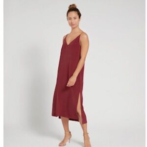 Quince Burgundy Midi Dress 100% Silk